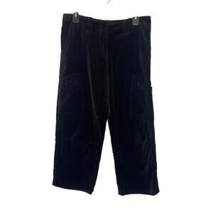 Sundance Black Velvet Cargo Crop Trouser Pants Size 8 Cotton Punk Grunge Goth